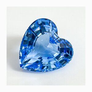 Swarovski - Vintage RETIRED Crystal Blue Faceted Heart - 1997 Limited Edition